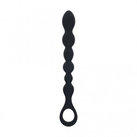 SONDA ANAL DE SILICONE COM P&Eacute;ROLAS E ASA PRETO LEVELZ 