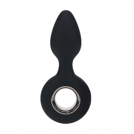PLUG ANAL DE SILICONE COM VIBRA&Ccedil;&Atilde;O E AL&Ccedil;A PRETO LEVELZ 