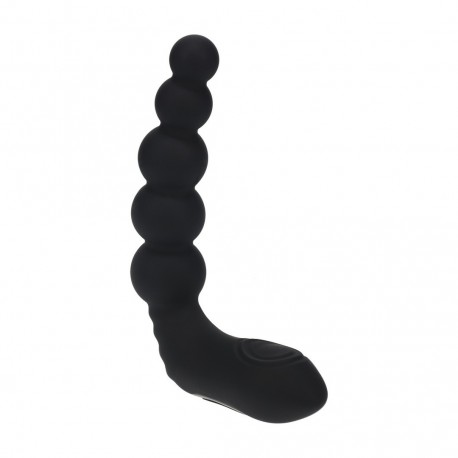 LEVELZ VIBRATING HEATING BENDABLE TAPPING BEADED SILICONE PROSTATE STIMULATOR BLACK 