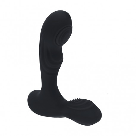 VIBRATING AND TAPPING SILICONE PROTATE MASSAGER WITH BALL STIMULATOR BLACK 