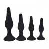 ENSEMBLE DE 4 PLUGS ANAUX EN SILICONE SLIM S/M/L/XL NOIR LEVELZ