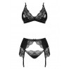 ENSEMBLE DE 3 PI&Egrave;CES OBSIDIAN DESIRE SET BEAUTY NIGHT FASHION NOIR