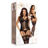CORPETE E TANGA NOIR FANTASY BEAUTY NIGHT FASHION PRETO