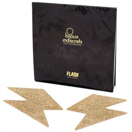 FLASH GLITTER BOLT NIPPLE COVERS BIJOUX INDISCRETS GOLD