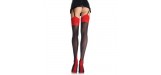 THIGH HIGHS WITH RED BACK SEAM AND CUBAN HEEL