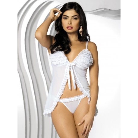 OBSESSIVE MADAME BABYDOLL AND THONG WHITE
