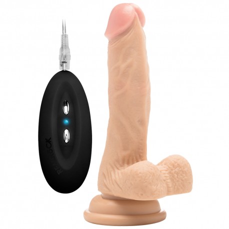 REALROCK 7&rdquo; REALISTIC VIBRATOR WITH TESTICLES WHITE