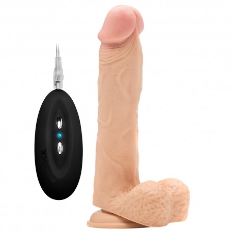 REALROCK 9&rdquo; REALISTIC VIBRATOR WITH TESTICLES WHITE
