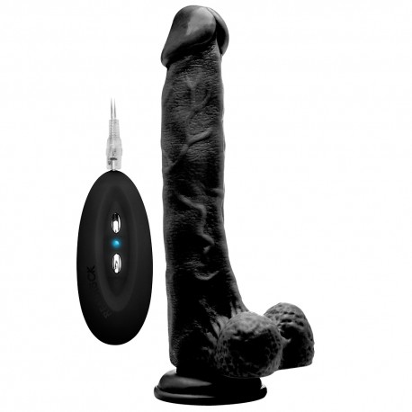 REALROCK 10&rdquo; REALISTIC VIBRATOR WITH TESTICLES BLACK